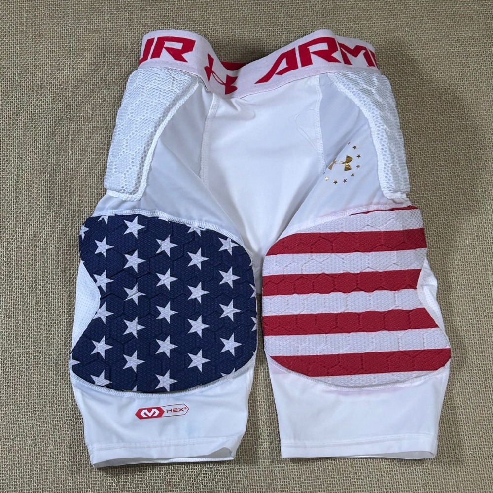 Under Armour Kids McDavid HEX Padded Football Girdle Shorts USA Flag YM UA400